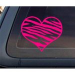 Zebra Print Heart HOT PINK Car Decal