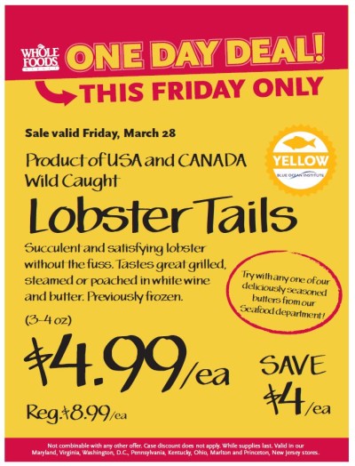 Post image for Whole Foods Mid-Atlantic: $4.99 Lobster Tails