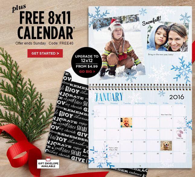 FREE Shutterfly Photo Calendar for Holiday Gifts!