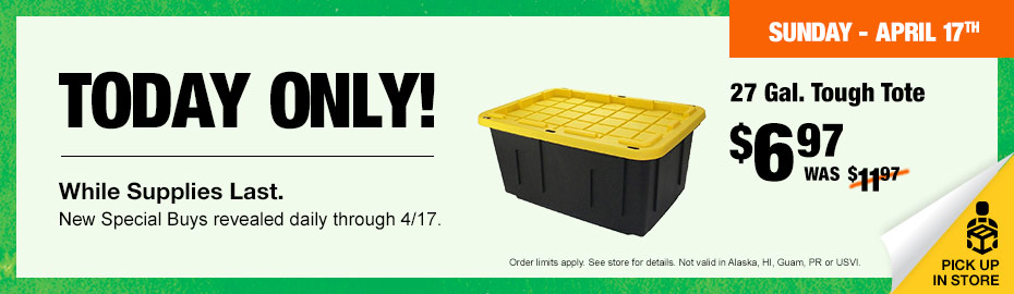 Home Depot Today Only: 27 Gallon Tough Totes Only $6.97