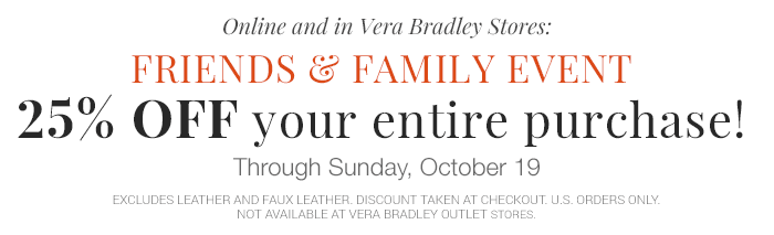 vera bradley friends and family event