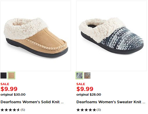 Kohl's: Women's Dearfoam Slippers $8.49