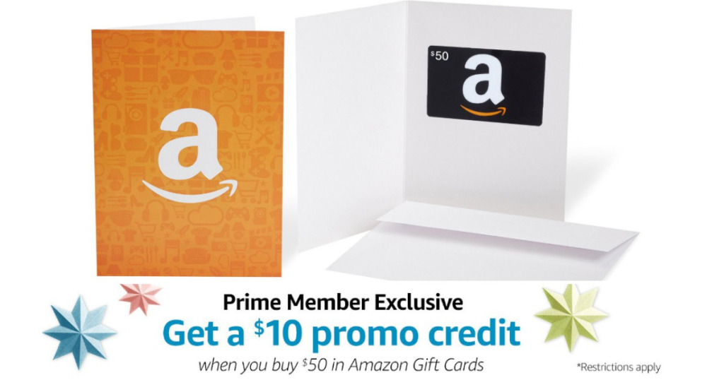 Amazon: FREE $10 Credit with $50 Amazon Gift Card Purchase (Select
