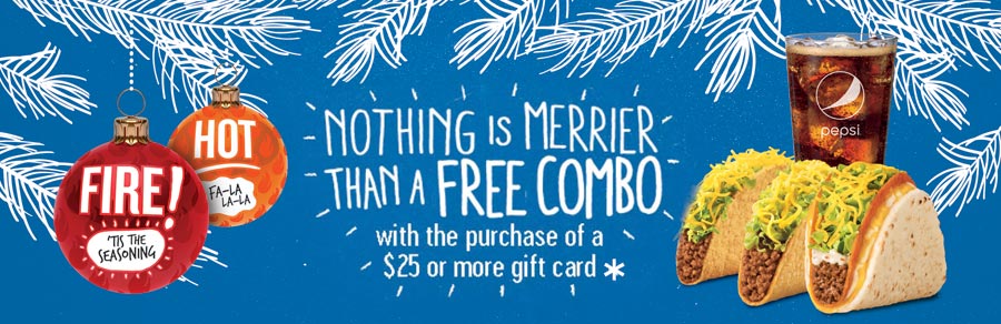 Taco Bell FREE Combo Meal With 25 Gift Card Purchase