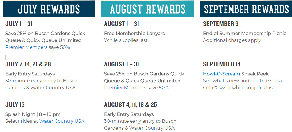 Busch Gardens Williamsburg Membership Holders- Your Rewards Have Arrived