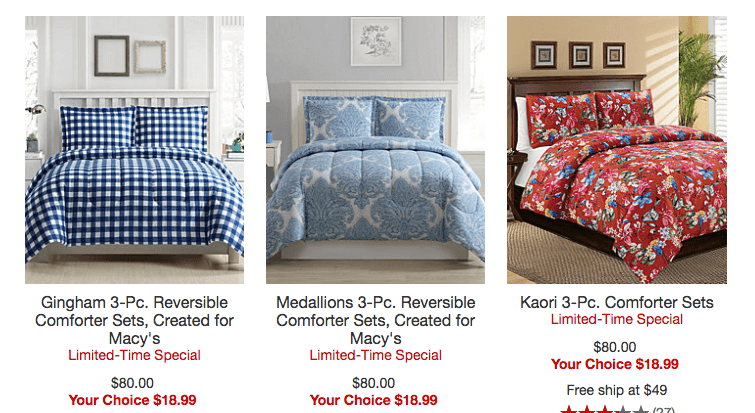 Macy’s: Twin-King 3-pc. Reversible Comforter Sets $18.99 (Reg. $80)