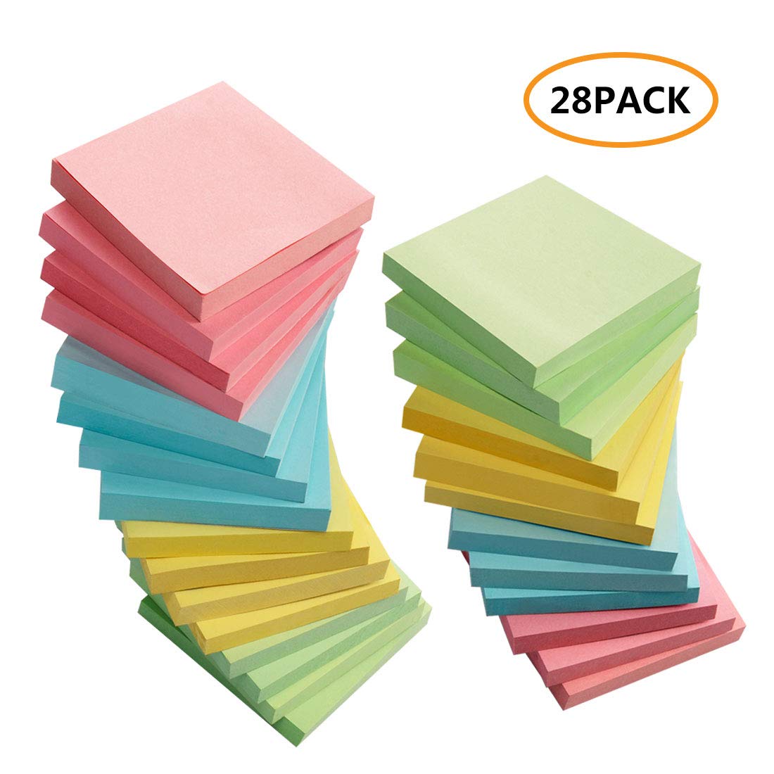 16 Pads Easy to Post Office PAPUS Sticky Notes Super Sticking Power 3x3 Inches with 4 Pastel Color School 100 Sheets/Pad Home… 