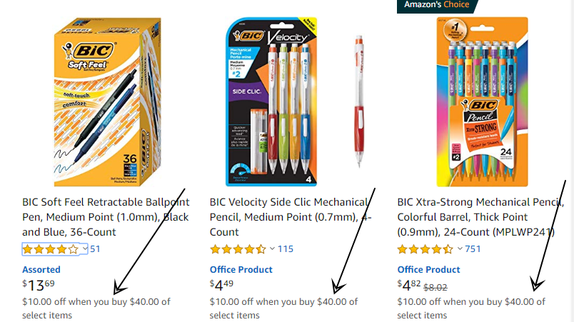 Amazon: Save $10 off of $40 in BIC Back to School Products
