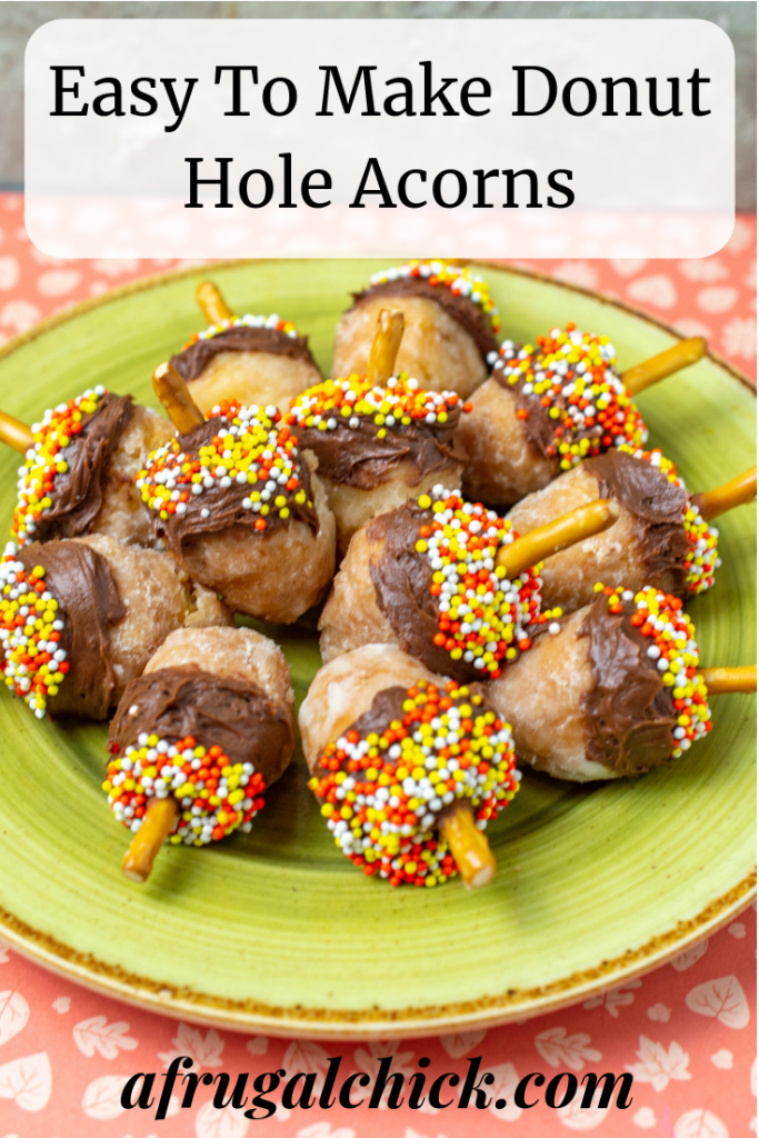 Easy To Make Donut Hole Acorns- Calling this a "recipe" might be a reach but I love something easy to throw together for a party! 