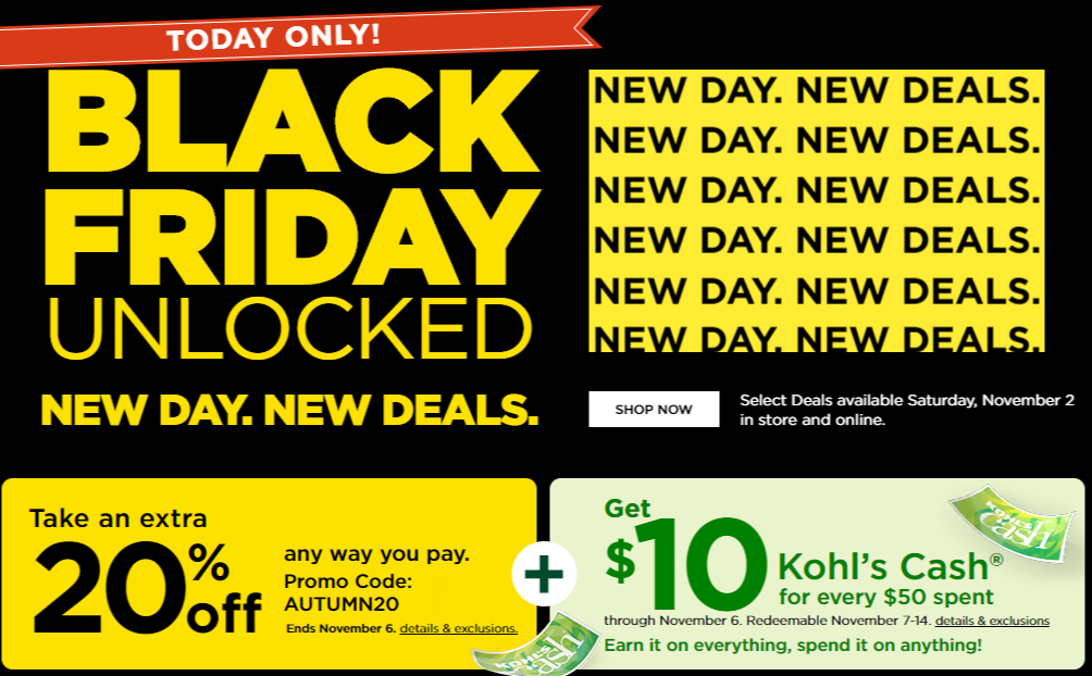 Kohl’s: Select Black Friday Deals Available Online Today Only