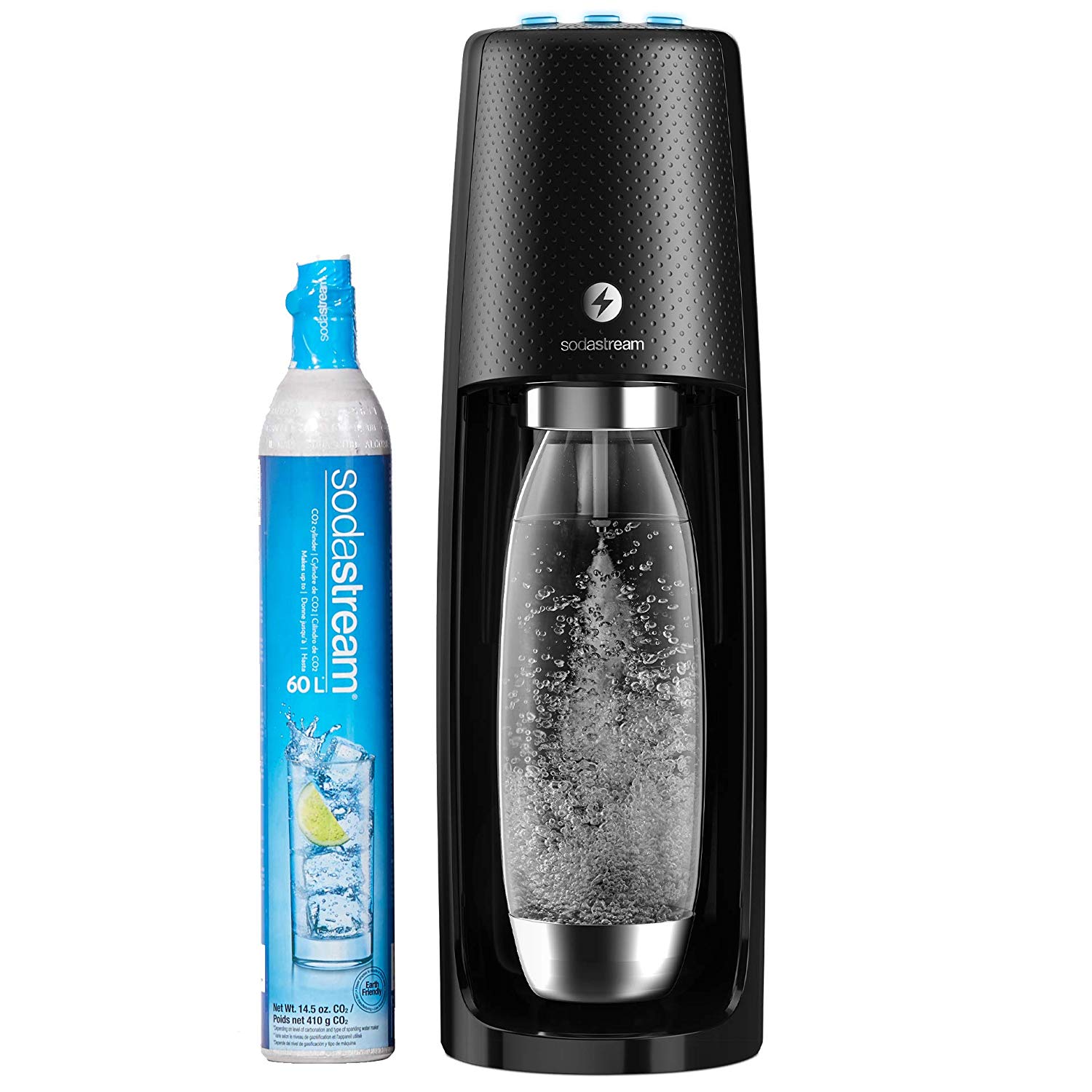 Amazon Lowest Price Sodastream Fizzi One Touch Sparkling Water Maker Black With Co2 And Bpa Free Bottle