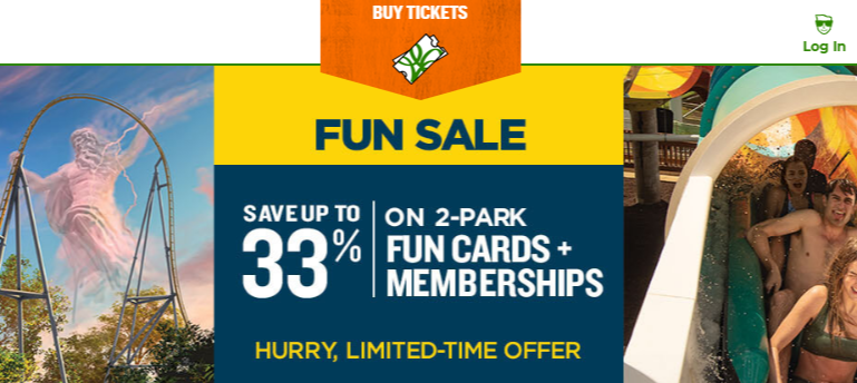 Busch Gardens Williamsburg 2 Park Fun Card On Sale Now
