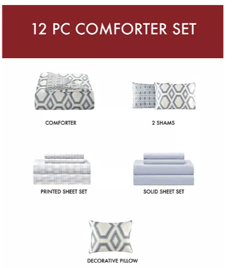 Sunham Erin 12-Pc. Twin Comforter Set $55.99 Shipped