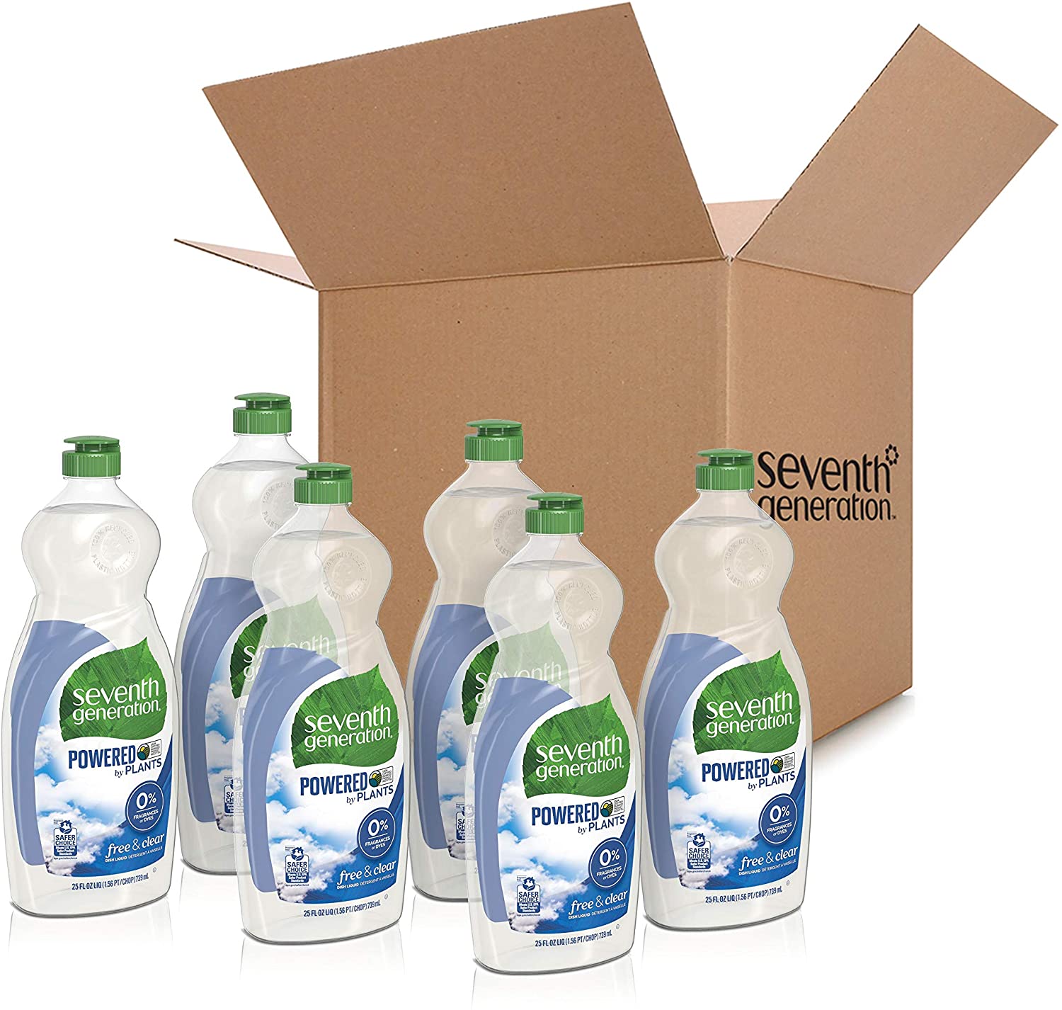 Seventh Generation Dish Liquid Soap, Free & Clear, 25 oz, Pack of 6