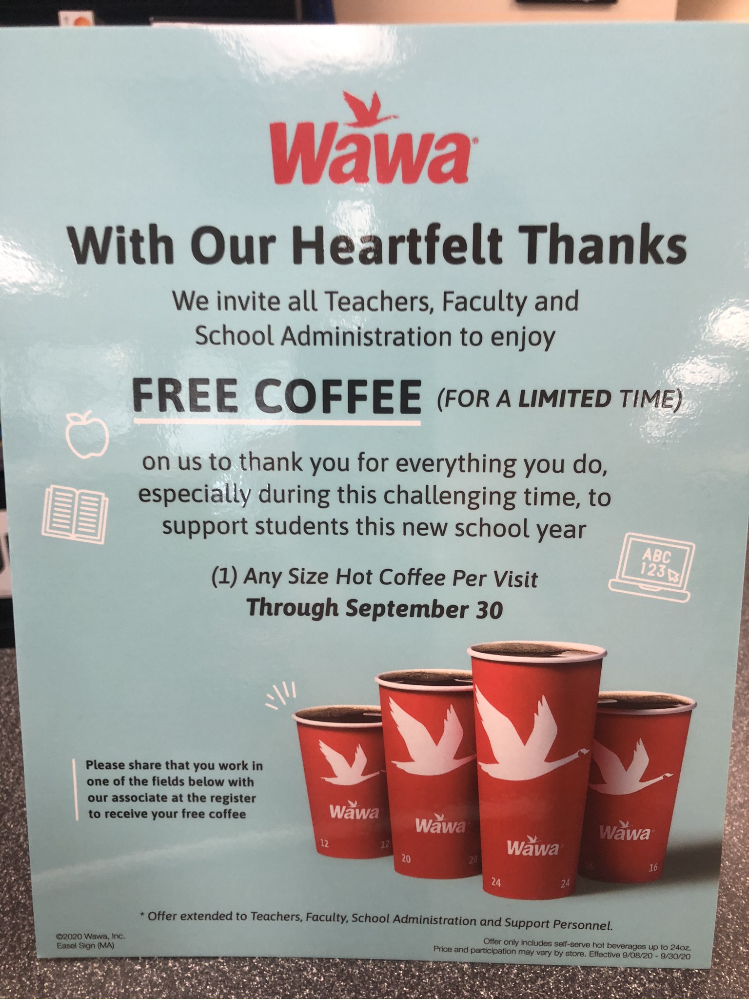 FREE Coffee at Wawa For Teachers, School Administrators and Faculty