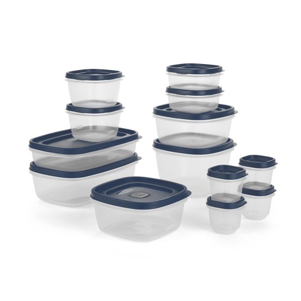 Rubbermaid EasyFindLids Variety Set Vented Plastic Food Storage Containers  with Navy Lids (26 Pieces Total) $7