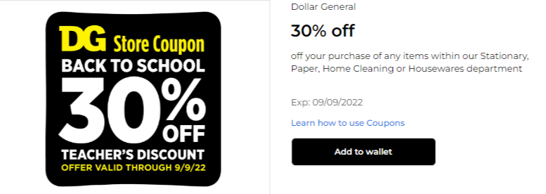 Dollar General Teacher Discount 30 Off School Supplies Dollar General Teacher Discount 30 Off School Supplies