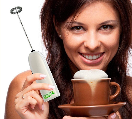 Milk Frother for Coffee Handheld Battery-Operated Electric Milk