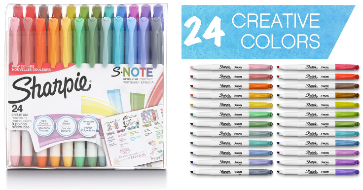 Lowest Price: 24 Count SHARPIE S-Note Creative Markers,  Highlighters, Assorted Colors