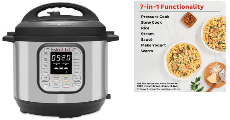 Instant Pot IP-DUO60-OB Duo 7-in-1 Electric Pressure Cooker, 6 Quart $59.99  Shipped