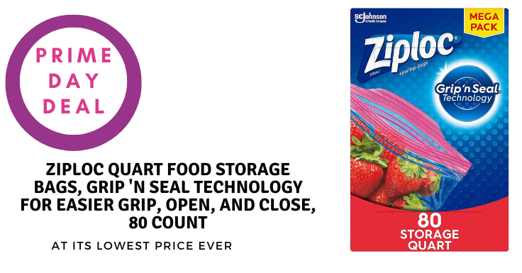 Ziploc Quart Food Storage Freezer Bags, Grip 'n Seal Technology