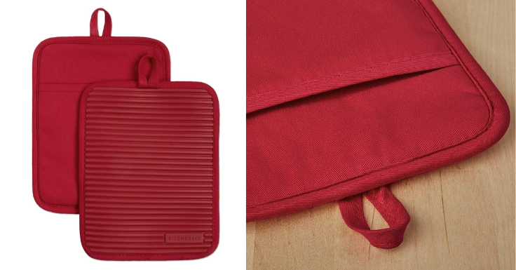 Prime Deal: KitchenAid Ribbed Soft Silicone Water Resistant Pot  Holder Set, Passion Red, 2 Piece Set