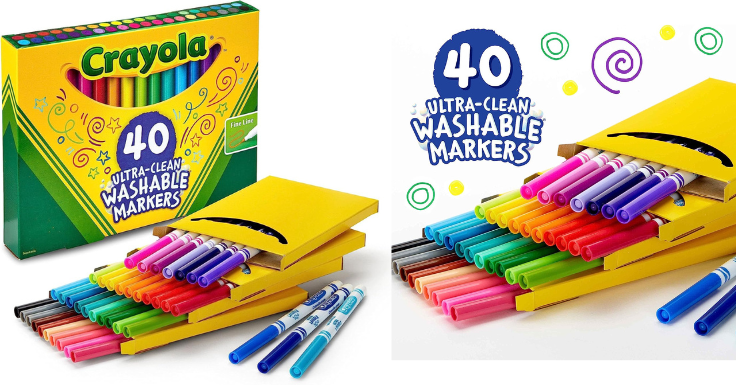 Lowest Price: Crayola Ultra Clean Fine Line Washable Markers (40  Count)