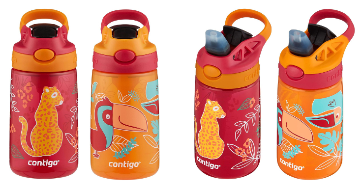 Lowest Price: 2 Pack Contigo Aubrey Kids Cleanable Water Bottle with  Silicone Straw and Spill-Proof Lid, Dishwasher Safe, Cheetah & Toucans