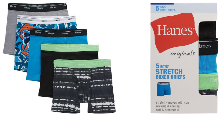 Lowest Price: Hanes Originals Boys Boxer Briefs, Moisture-Wicking Cotton  Stretch Underwear, Assorted 5-Pack