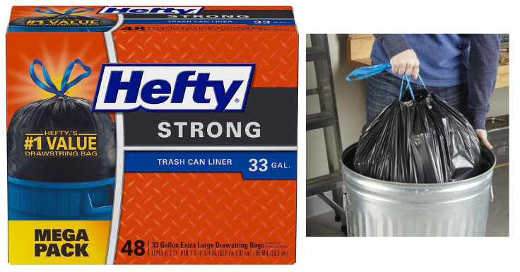 Lowest Price: Hefty Strong Large Trash Bags, 33 Gallon, 48 Count