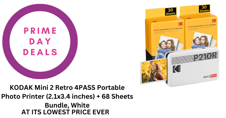 KODAK Mini Shot 2 Retro 4PASS 2-in-1 Appareil Photo Instantané et Imprimante Photo Portable (5,3x8,6cm) + Paquet avec 68 Feuilles, Blanc | Votre wishlist sur