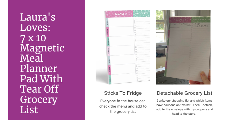 Magnetic Meal Planner Pad With Tear Off Grocery List
