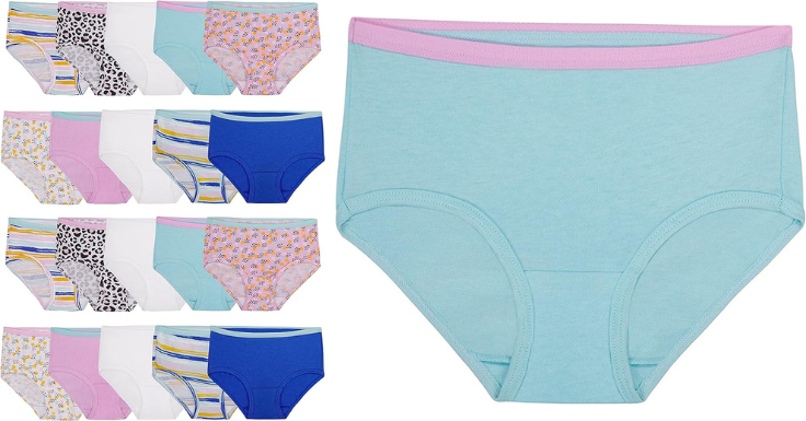 Lowest Price: 20 Count Fruit of the Loom Girls' Tag Free Cotton  Brief Underwear Multipacks