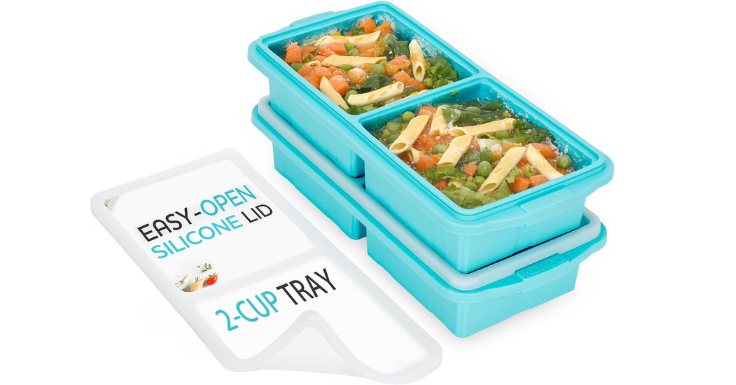 Cup Soup Cubes Freezer Tray w/ Lid Silicone Freezer Containers