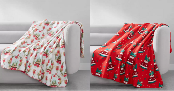 Birch Trail Holiday Printed Fleece Throw 50 by 60 $5.99