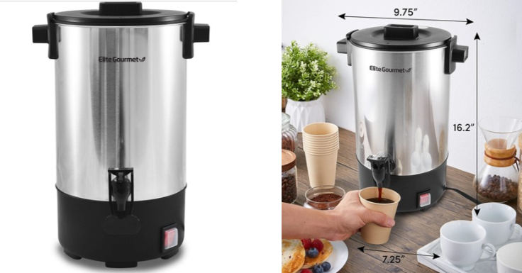 Elite Gourmet Maxi-Matic 30 Cup Stainless Steel Coffee Urn $15.99 Shipped