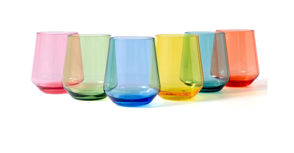Amazon Lowest Price: 6 Count 16-ounce Acrylic Unbreakable Stemless Wine  Glasses