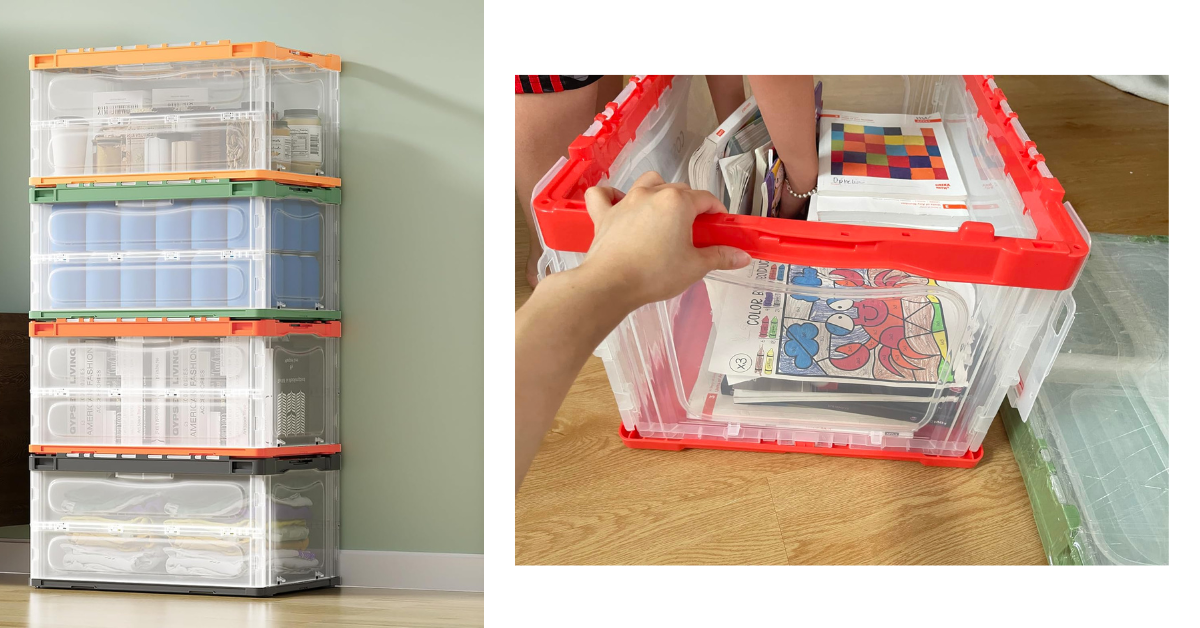 Amazon Lowest Price: 4 Pack Stackable Collapsible Storage Boxes with ...